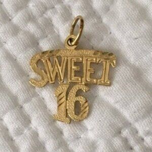 Sweet 16 14k Yellow Gold Charm